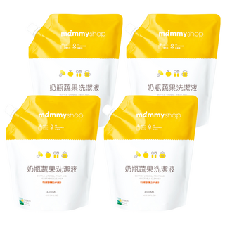 mammyshop 媽咪小站 奶瓶蔬果洗潔液補充包, 600ml, 4包