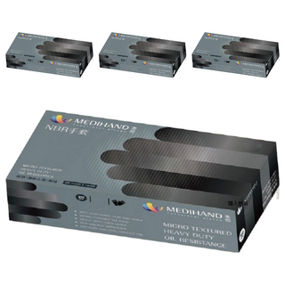 MEDIHAND 美恆 NBR手套 微粒止滑 厚款手套, 黑色, M, 4盒