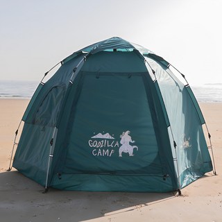 哥吉拉 六角圓頂一鍵式帳篷, 鈷藍色, 5-6人