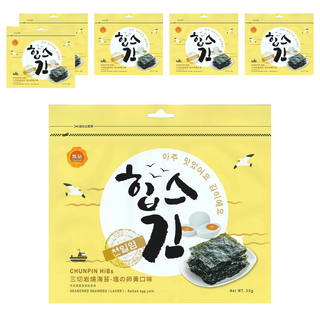 chun pin 雋品 HiBs 三切岩燒海苔 塩の卵黃口味, 30g, 6包