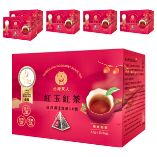 台灣茶人 100%金葉金獎台灣茶 日月潭紅玉紅茶, 2.5g, 15包, 6盒