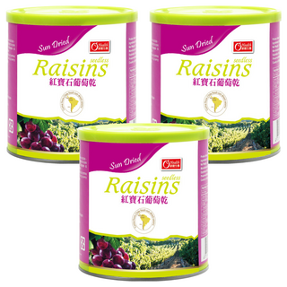康健生機 紅寶石葡萄乾 380g, 人工日曬, 高山雪水灌溉, 智利紅地球葡萄, 無籽葡萄乾, 3罐