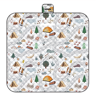 加厚加大可手提牛津布野餐墊 可機洗 約4-6人, 200 x 200cm, 迷宮探險 白色 + 灰色