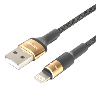POLYWELL 寶利威爾 USB To Lightning 3A編織充電線圓型鋁合金 PW15-W45-A332, 1m, 金色, 1條