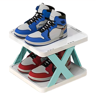 小麥購物 簡易鞋架 C357 層板 2個 + X架 3個 230g, 湖水藍綠色, 4組