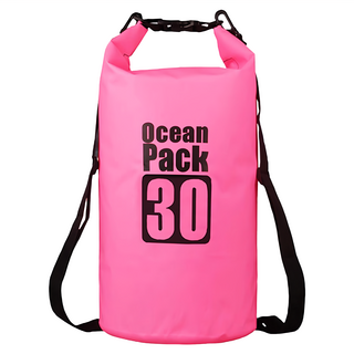 戶外運動防水桶包 雙肩背帶 30L, 粉色