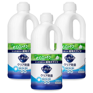 Kao 花王 Cucute 珂珂透 洗碗精 除菌 少量使用輕鬆去除油漬 清新香氣溫和不刺激 中性配方呵護雙手, 1.25L, 3瓶