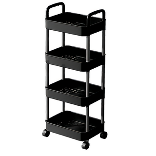 小麥購物 小推車置物架 C374 1165g, 黑色, 4層