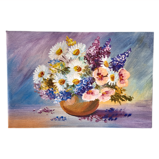 24mama 掛畫 單聯式 藝術 美麗花束 插圖 春天 夏天 無框畫, 60 x 40cm, 雛菊花瓶