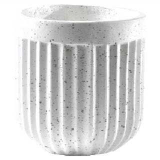 KUIBAO 快豹生活 Aurora半橢豎紋落地花盆, 潑墨白, 1個