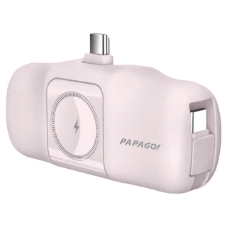 PAPAGO 隨行膠囊行動電源 5000mAh 嵌入式USB-C線 iPhone iWatch充電器, PBF-17, 紫色