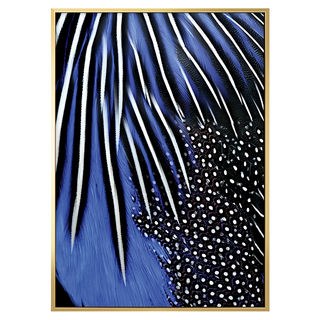 鮮明的交錯 藍色羽毛圖案藝術畫, 42 x 59.4cm, 金色