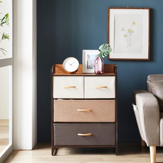 Home&Me 布質抽屜收納櫃 3層4格款 混和顏色 58 x 29 x 78.5cm, 1個