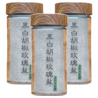 香料共和國 黑白胡椒玫瑰鹽 玻璃罐裝, 80g, 3罐