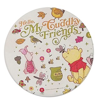 收納王妃 迪士尼彩繪杯墊 圓 2入, 白色 維尼小豬, 1組