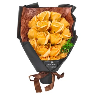Mini嚴選 18朵玫瑰香皂花束禮盒, 香檳金, 1組