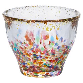 ADERIA 日本津輕手作金彩花火湯吞杯 玻璃 85ml, 金彩花火, 1個