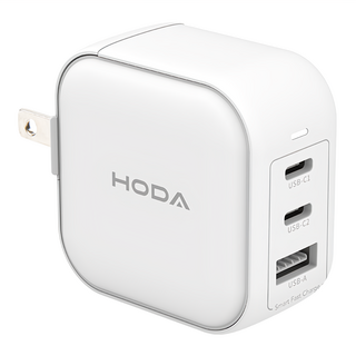 HODA 好貼 GaN氮化鎵 65W 智慧方型三孔電源供應器, 白色, 1個