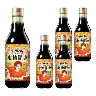 KIMLAN 金蘭 老抽醬油 適用於紅燒、燜煮 可調拌蒸魚、海鮮, 590ml, 5瓶