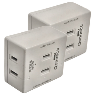 Qonnect 3插2P分接式高溫斷電插座 MAX 15A 125V, 白色, 2個
