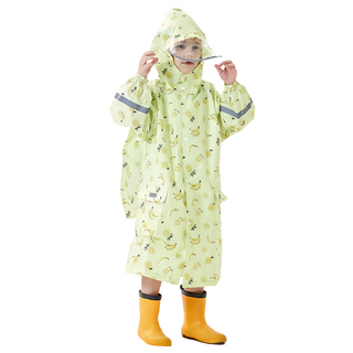 愛北鼻 兒童雨衣 L碼(建議110~120cm) 香蕉鳳梨 領口加高防水 滿版印花