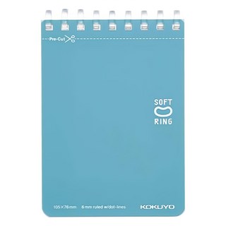 KOKUYO 國譽 軟線圈點線筆記本 A7, 藍色, 1本