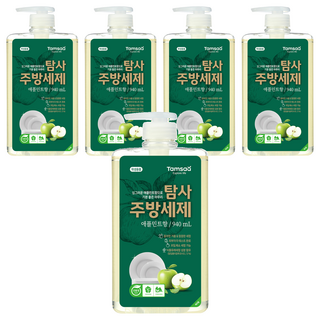 Tamsaa 蔬果碗盤清潔精, 蘋果薄荷香, 940ml, 5瓶