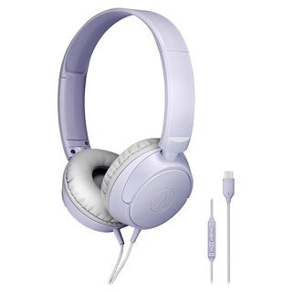 audio-technica 鐵三角 USB Type-C 耳罩式耳機 原廠保固, ATH-S120C, 淡紫色