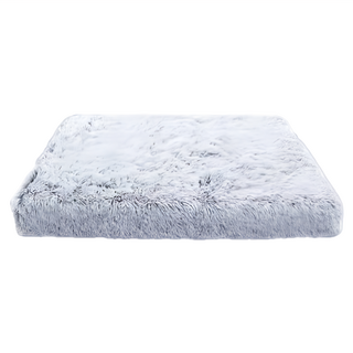 方形寵物沙發床 長毛絨面料 回彈記憶海綿 點塑防滑底 拉鍊可拆洗, S 40 x 30cm, 灰白方塊, 1個