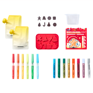 FLOWER MONACO 聖誕石膏膠畫 膠畫筆8色 馬克筆6色 聖誕主題, 1組, Multicolor