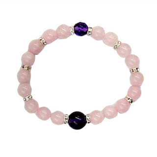 粉水晶紫水晶晶鑽手鍊, 5g, 粉水晶 + 紫水晶