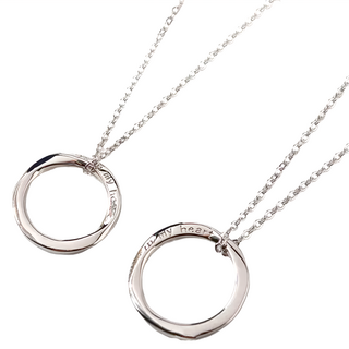 RADIANT STAR 璀璨之星 925純銀 今世情緣扭轉圈圈1 + 1 二個情侶項鍊對鍊禮盒 男款銀 + 女款銀