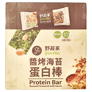grain plus 野菽家 穀物蛋白棒 醬烤海苔 7條裝 含BCAA 蛋白質含量超過25%, 210g, 1盒