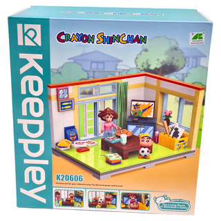 KEEPPLAY 奇妙積木 QMAN 蠟筆小新造型組合玩具 附多種小配件 高嵌合度積木, 小新家客廳 多色, 1盒