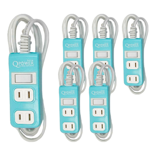 Tyson 太順電業 QPOWER 太超值系列 1開3插延長線插座 2孔 TS-213B, 1.8m, 碧藍色, 6條