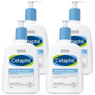 Cetaphil 舒特膚 溫和潔膚乳 500ml，含維他命B3、B5，臉部和身體皆適用, 4瓶