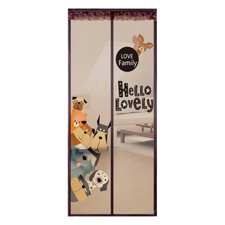 魔術膠靜音磁吸防蚊門簾, 印花 小狗