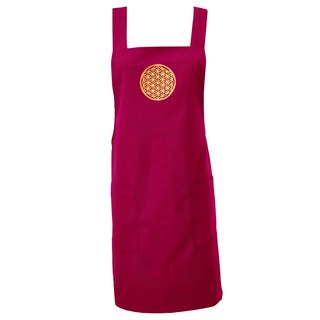 LASSLEY 蕾絲妮 生命之花圍裙 棉布麻料, 玫紅色, 1件