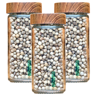 香料共和國 白胡椒粒 50g/罐, 100%成熟胡椒漿果製作，玻璃瓶加上木蓋設計，開罐即食的天然佐料, 3瓶