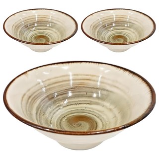 JUST HOME 日本製手刷7.5吋多用碗 Set 3入, 白色 + 棕色, 1組