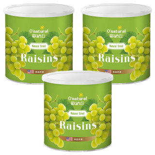 O'natural 歐納丘 美國加州天然葡萄乾, 自然曝曬工法，保留完整養分，果實飽滿口感佳，富含膳食纖維，幫助消化, 360g, 3罐