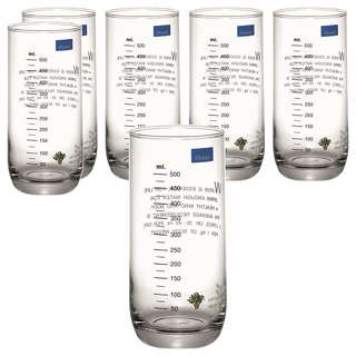 Ocean Glass Body&Mind 刻度花杯 625ml, 透明色, 6個