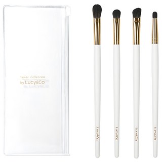 Lucy&Co. 眼影刷四件組+刷具包, 白色, 1組