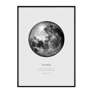 月球嚮往壁畫, 月亮圖案, 適用於居家裝飾, 42 x 59.4cm, 黑色