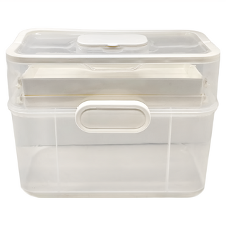 透明醫藥箱 大號 奶白 855g, 1個