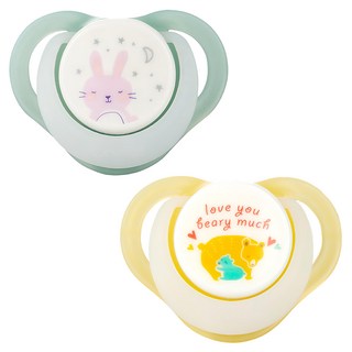 Combi 康貝 Night系列安撫奶嘴 Set 極致輕薄, 2-10個月, 黃色 + 綠色, 1組