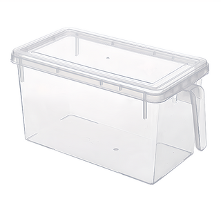 加大冰箱收納盒4件組 帶蓋手柄收納盒 (調味料收納/小物收納/保鮮), 透明, 1組