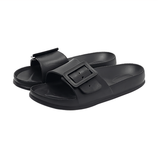 大排扣軟底防臭防滑耐磨拖鞋 EVA材質, 370mm, 黑色