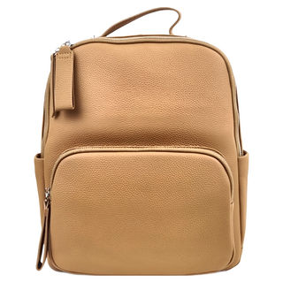 真皮頭層牛皮素色女士後背包 棕色 790g重 拉鍊開口, 27.5 x 12.3 x 32cm