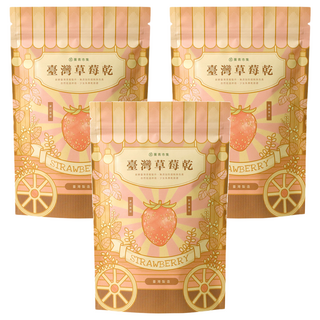 菓青市集 臺灣草莓乾 低溫烘焙 不添加防腐劑 Q彈多汁 少女系夢幻果乾, 140g, 3包